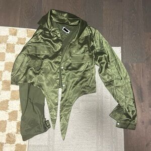 Satin tie front blouse